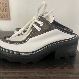 Louis Vuitton Cream and Brown Clogs